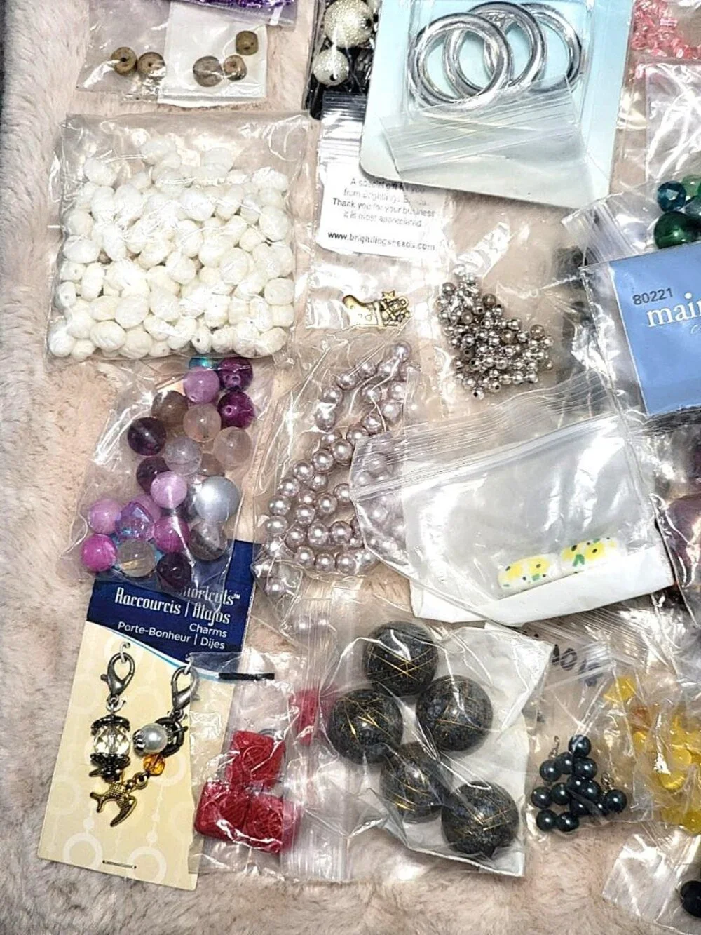 HUGE 4.5lb Destash Lot Jewelry Making Beads Findings Cabachons Various Mats #H